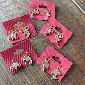5 Sets 14K Gold Filled Vintage Charms Jewelry Earrings Bookmark Purse Flair